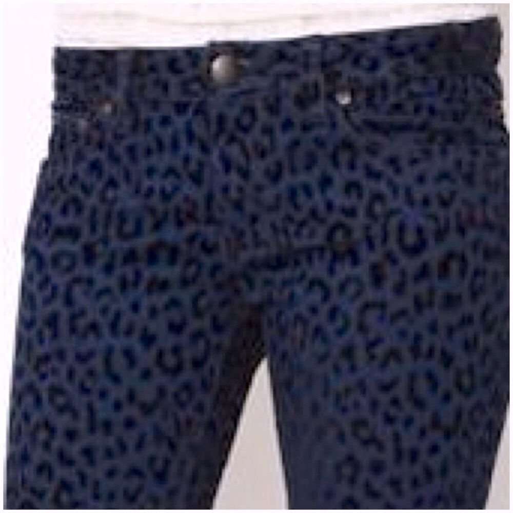NWT Free People Skinny Jeans Cheetah Flocked Blue